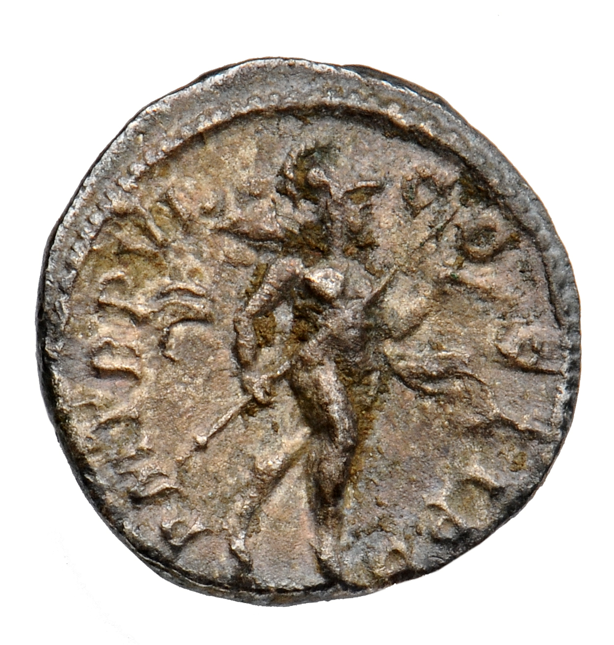 RIC IV Severus Alexander 61 Severus Alexander reverse, Mars, helmeted, naked except for flowing cloak, walking right, carr...
