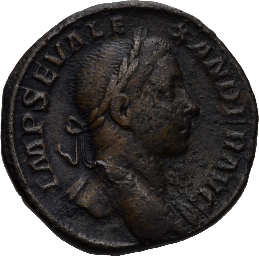RIC IV Severus Alexander 616b Severus Alexander obverse, Bust of Severus Alexander, laureate, draped over left shoulder, r...