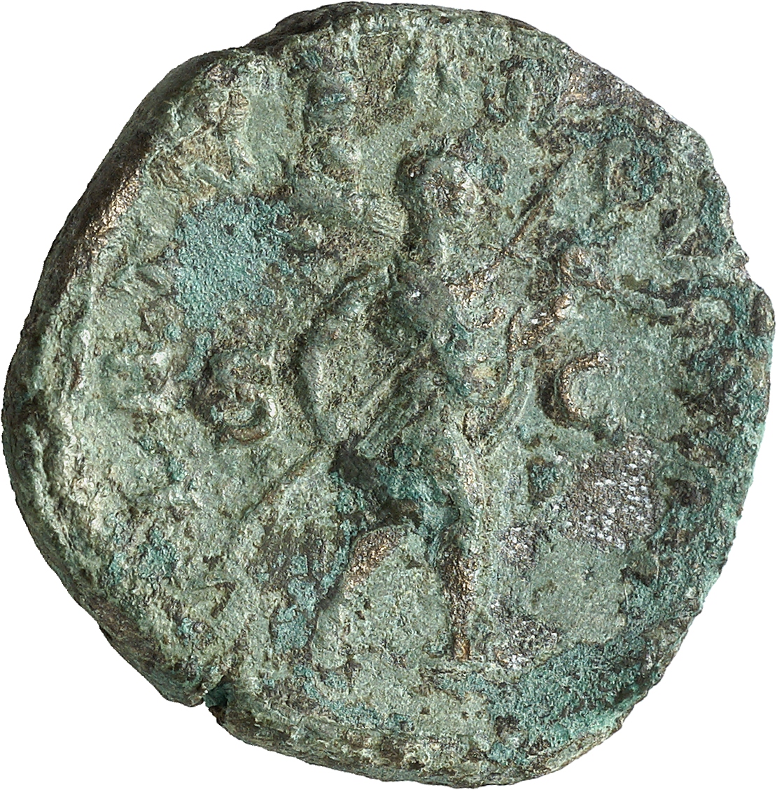 RIC IV Severus Alexander 626a Severus Alexander reverse, Severus Alexander (dressed as Romulus?), in military attire, walk...