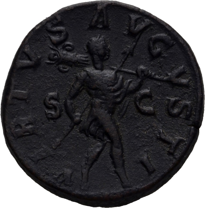 RIC IV Severus Alexander 626a Severus Alexander reverse, Severus Alexander (dressed as Romulus?), in military attire, walk...