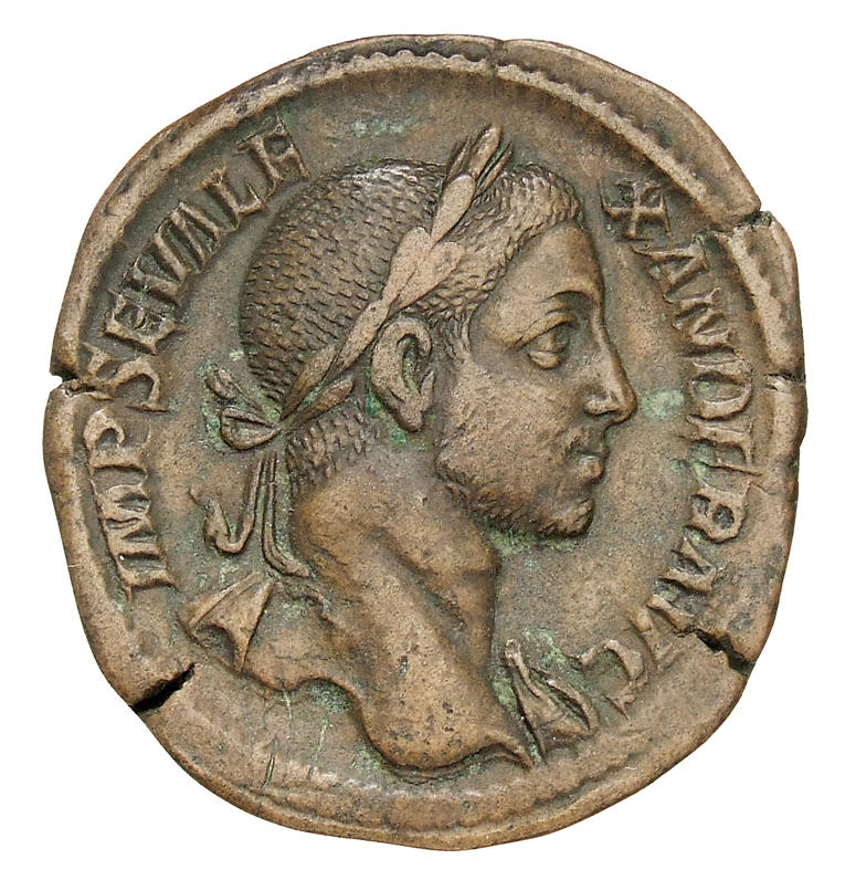 RIC IV Severus Alexander 626b Severus Alexander obverse, Bust of Severus Alexander, laureate, draped over left shoulder, r...