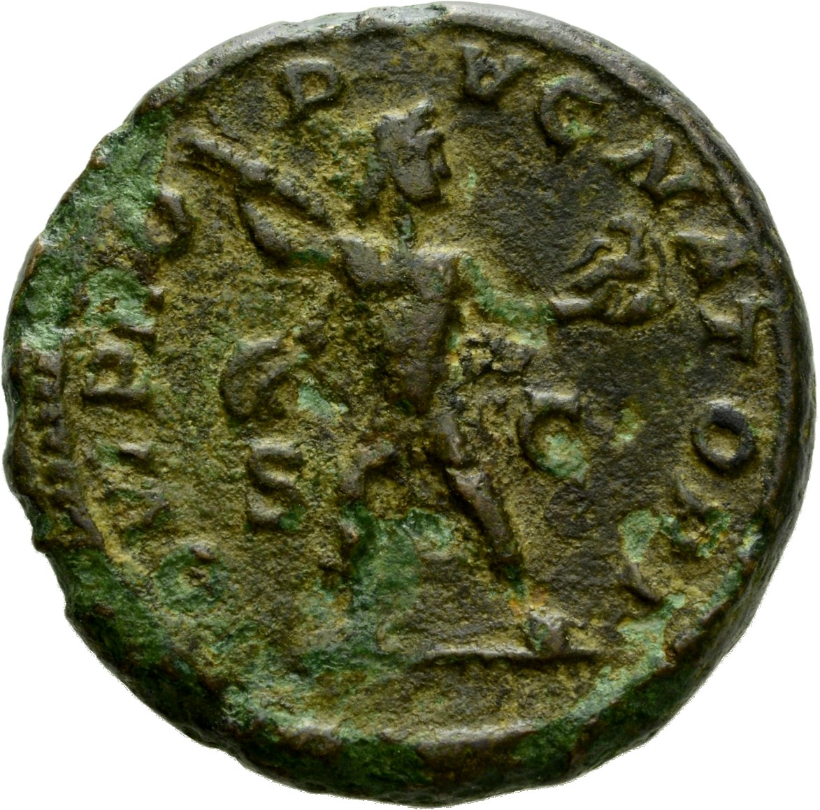 RIC IV Severus Alexander 633 Severus Alexander reverse, Jupiter, walking left, looking back, holding thunderbolt in right ...
