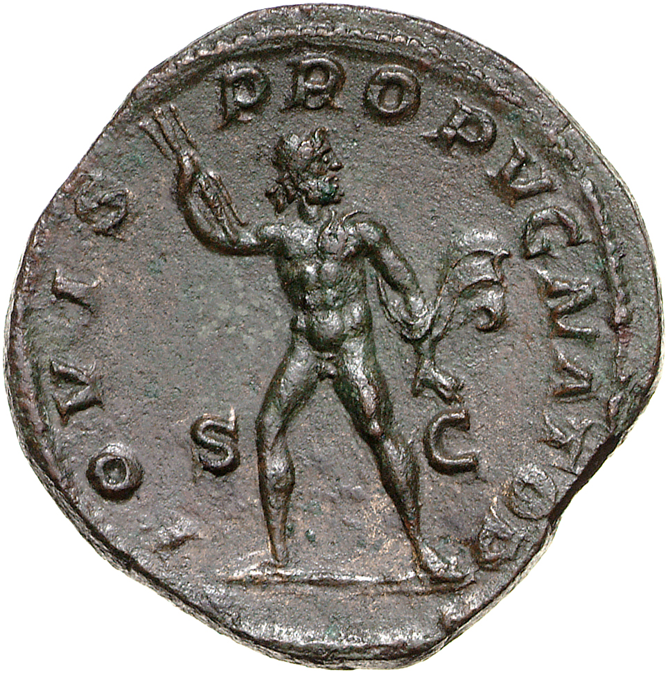 RIC IV Severus Alexander 634 Severus Alexander reverse, Jupiter, walking left, looking back, holding thunderbolt in right ...