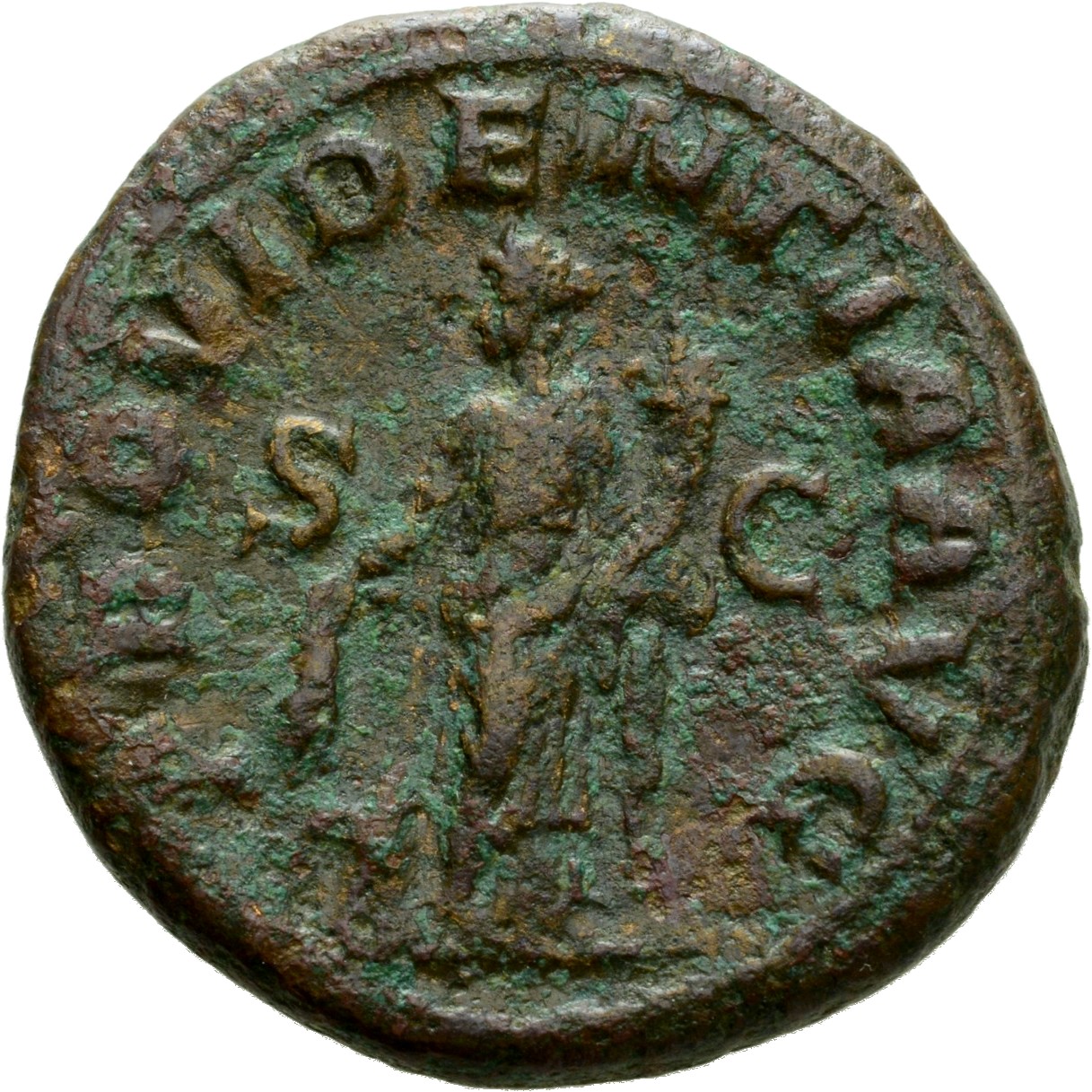 RIC IV Severus Alexander 644b Severus Alexander reverse, Providentia, draped, standing front, head left, holding two corn-...
