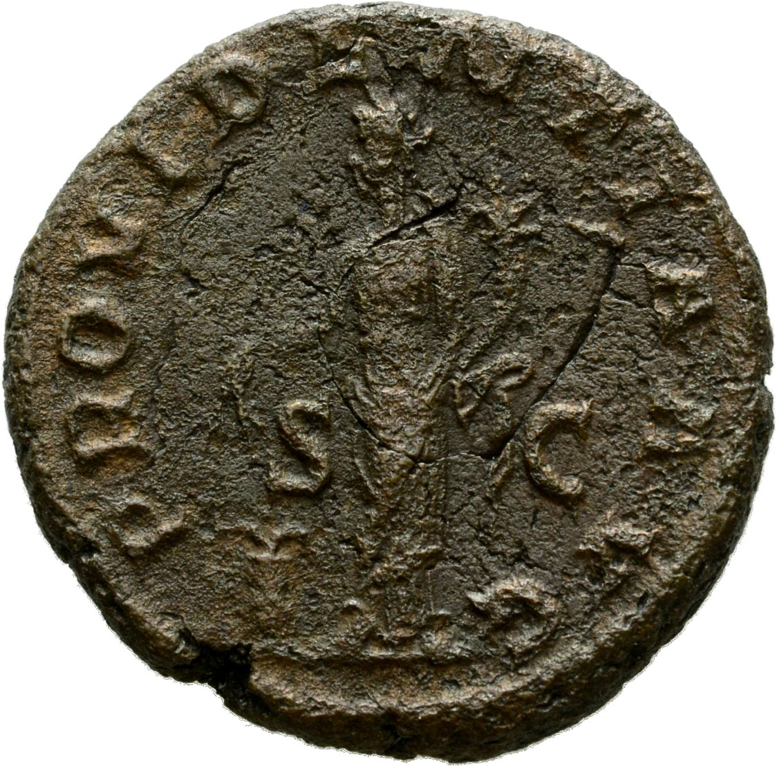 RIC IV Severus Alexander 644b Severus Alexander reverse, Providentia, draped, standing front, head left, holding two corn-...