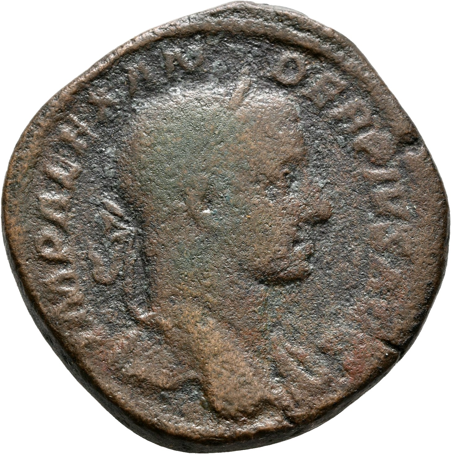 RIC IV Severus Alexander 645b Severus Alexander obverse, Bust of Severus Alexander, laureate, draped over left shoulder, r...