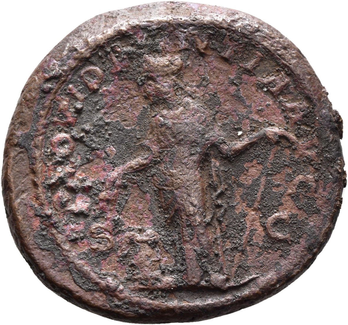 RIC IV Severus Alexander 647b Severus Alexander reverse, Providentia, draped, standing front, head left, holding corn-ears...