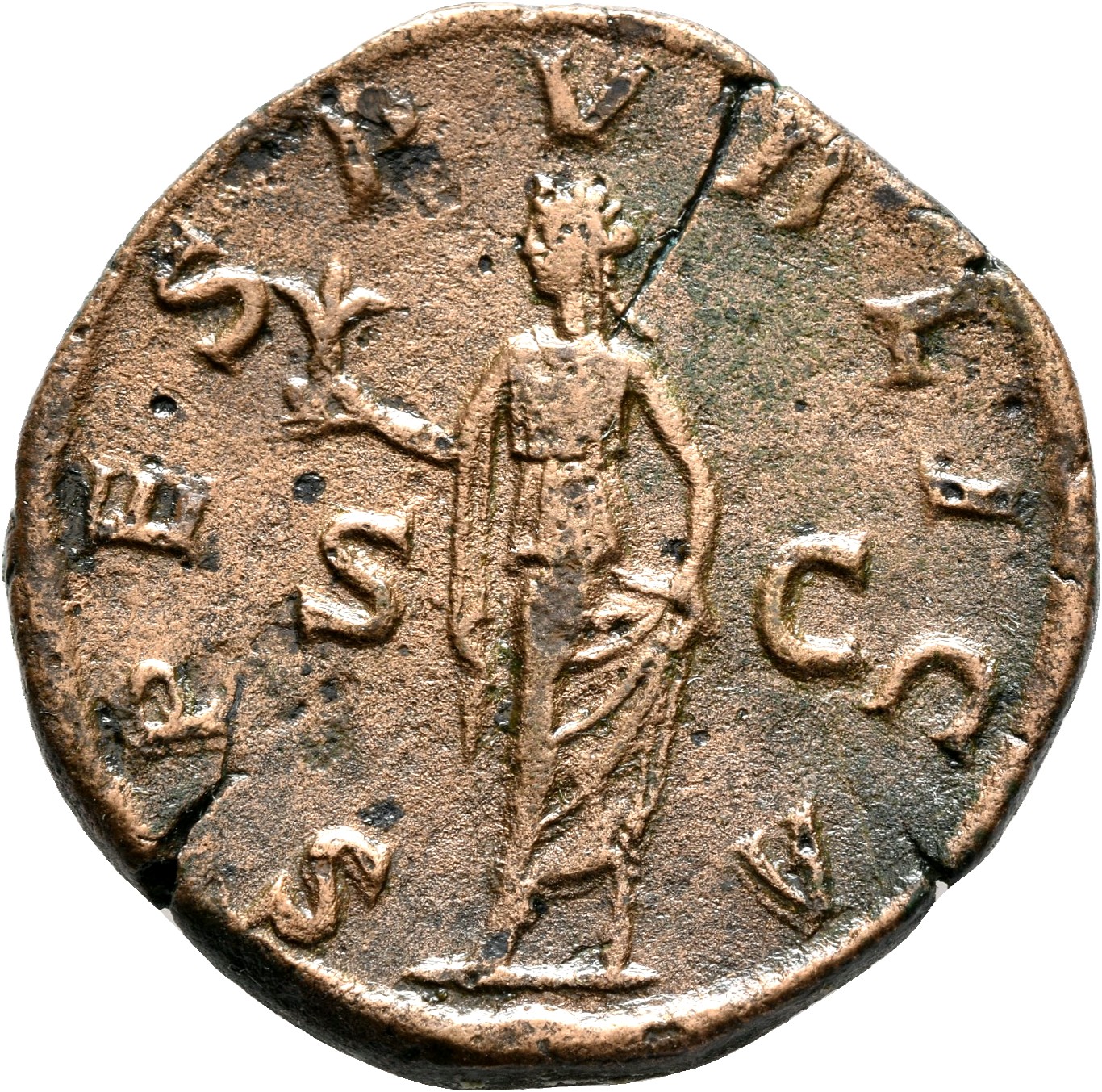 RIC IV Severus Alexander 648b Severus Alexander reverse, Spes, draped, walking left, holding flower in right hand and rais...