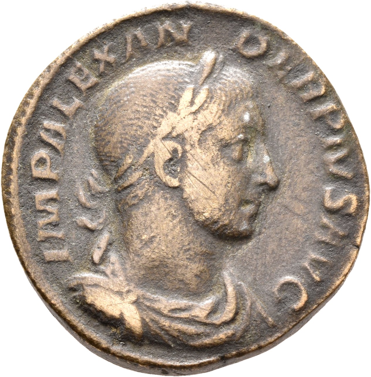 RIC IV Severus Alexander 648d Severus Alexander obverse, Bust of Severus Alexander, laureate, draped, cuirassed, right