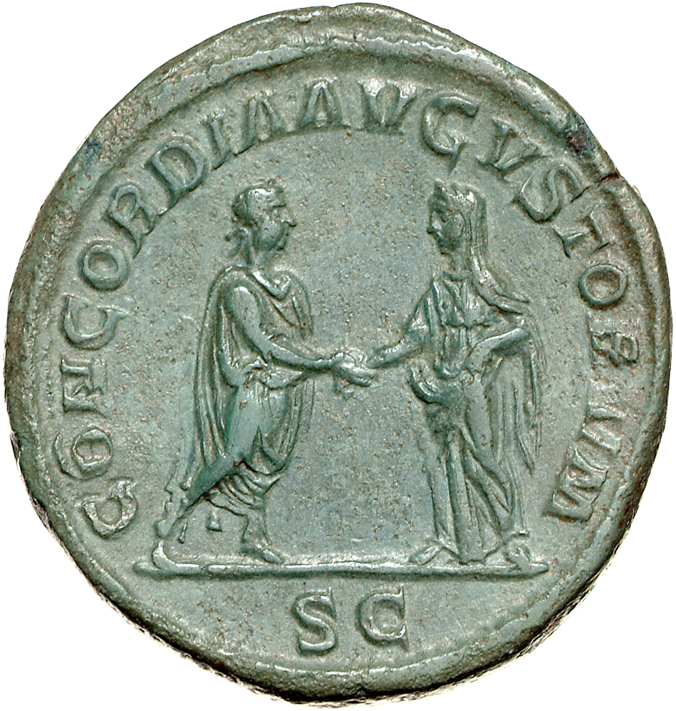 RIC IV Severus Alexander 657 Severus Alexander reverse, Severus Alexander, standing right, togate, holding scroll in left ...
