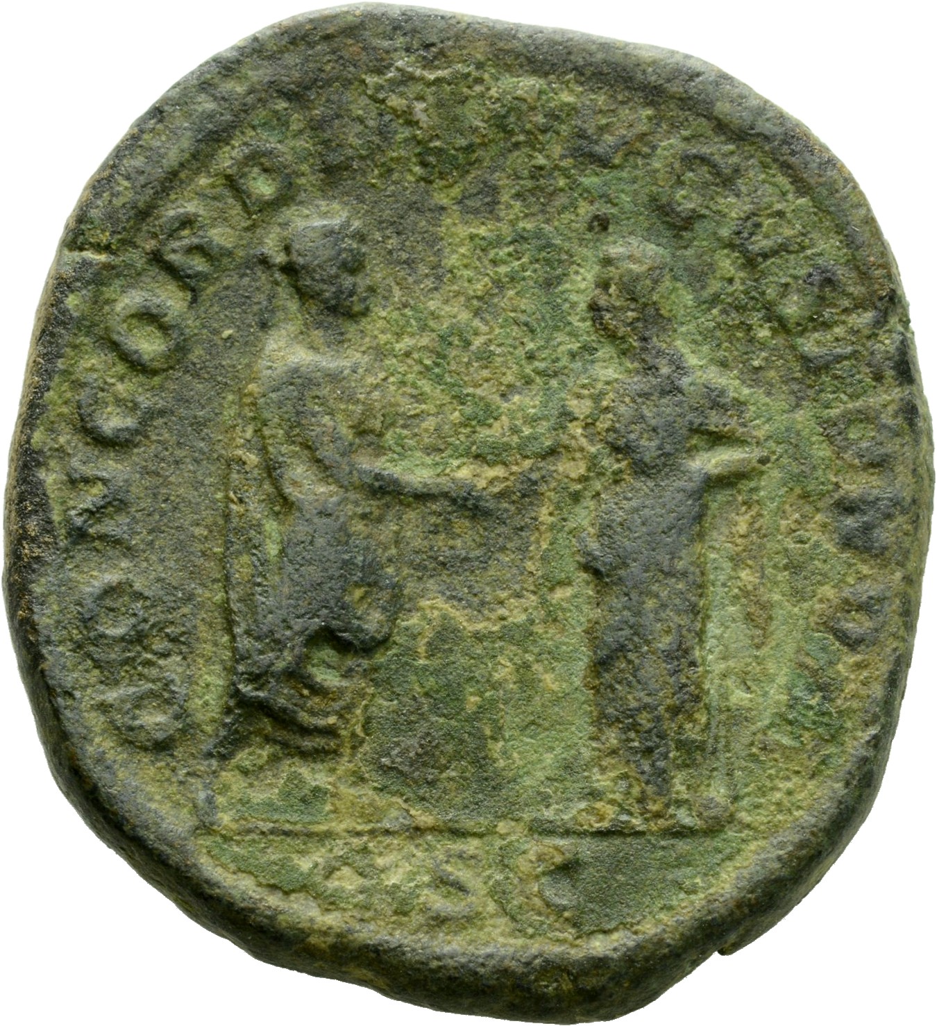 RIC IV Severus Alexander 657 Severus Alexander reverse, Severus Alexander, standing right, togate, holding scroll in left ...