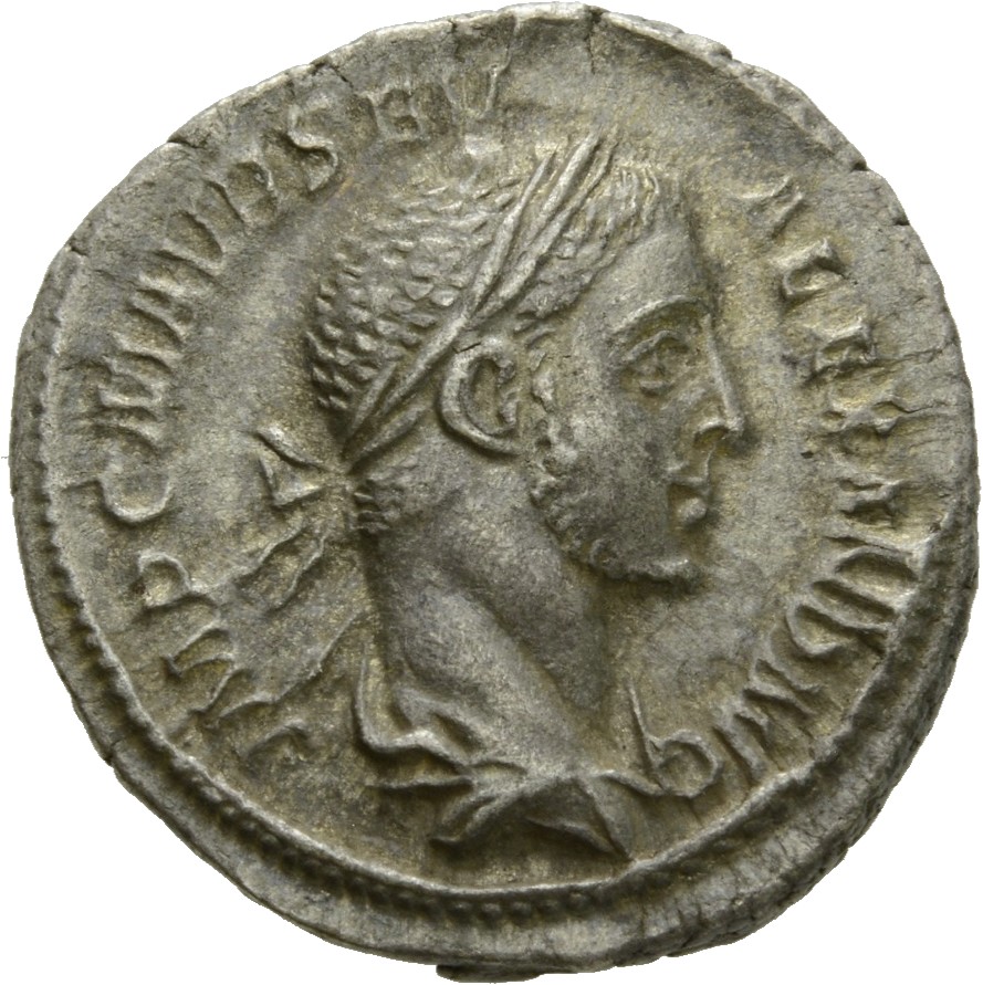 RIC IV Severus Alexander 67 Severus Alexander obverse, Bust of Severus Alexander, laureate, draped, right