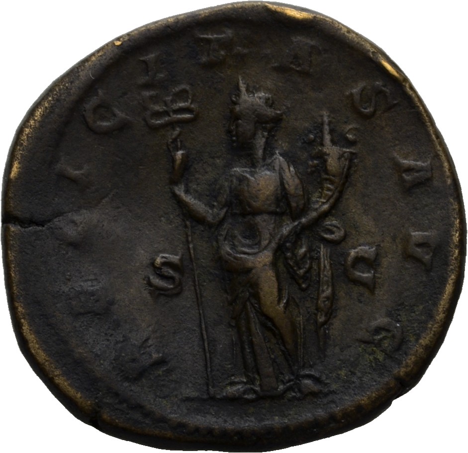 RIC IV Severus Alexander 670 Severus Alexander reverse, Felicitas, draped, standing left, holding long caduceus in right h...