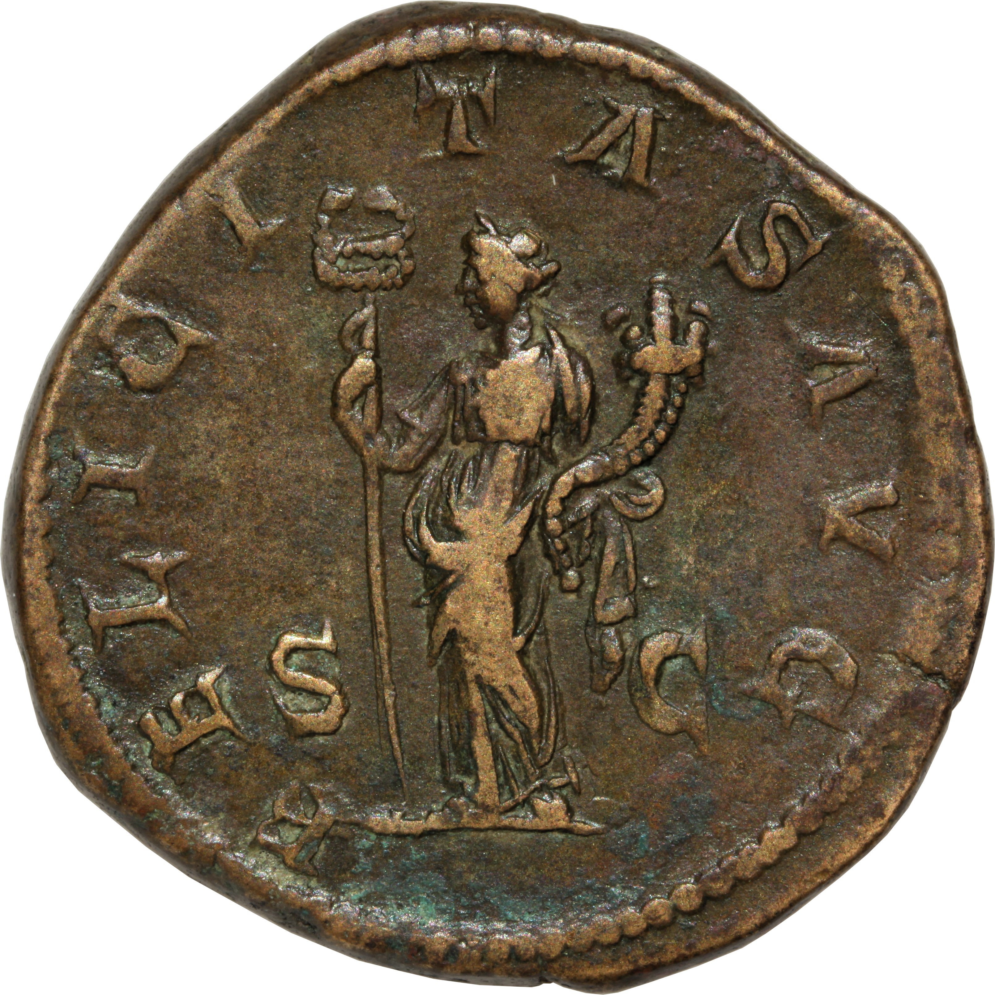 RIC IV Severus Alexander 670 Severus Alexander reverse, Felicitas, draped, standing left, holding long caduceus in right h...