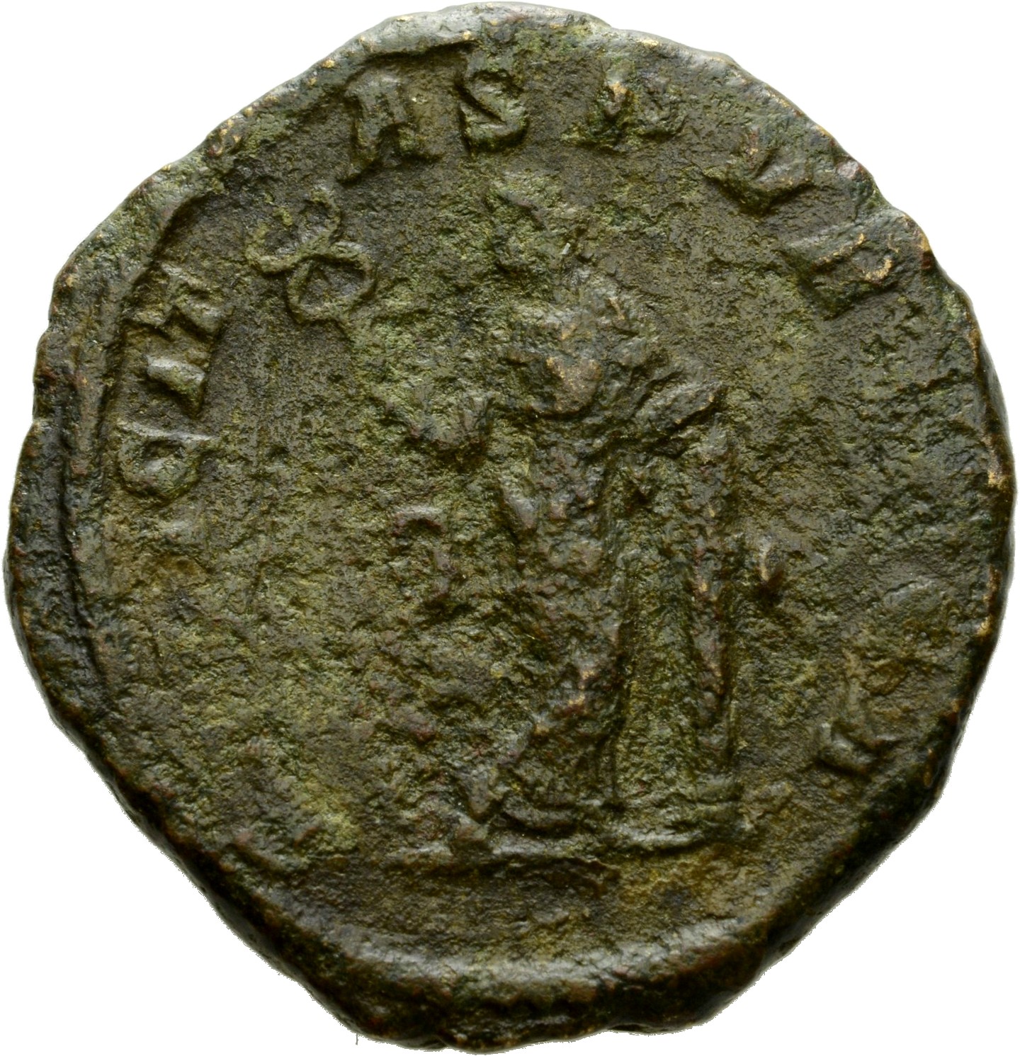 RIC IV Severus Alexander 676 Severus Alexander reverse, Felicitas, draped, standing front, head left, legs crossed, holdin...