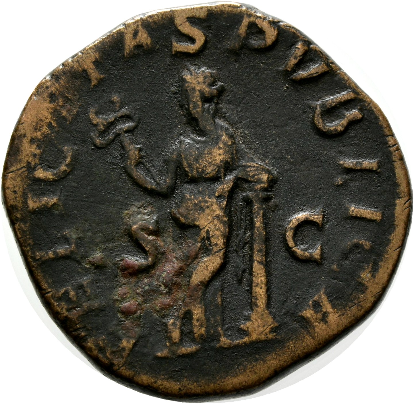 RIC IV Severus Alexander 676 Severus Alexander reverse, Felicitas, draped, standing front, head left, legs crossed, holdin...