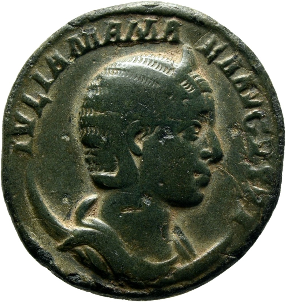 RIC IV Severus Alexander 678 Severus Alexander obverse, Bust of Julia Mamaea, diademed, draped, on crescent, right