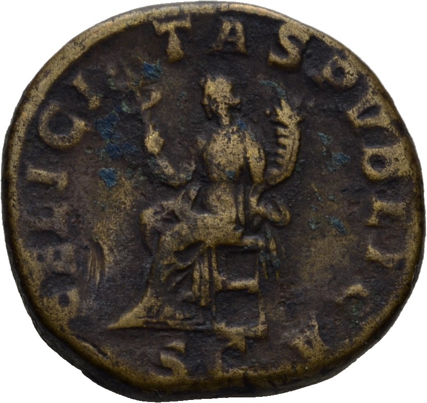 RIC IV Severus Alexander 679 Severus Alexander reverse, Felicitas, draped, seated left, holding caduceus in right hand and...