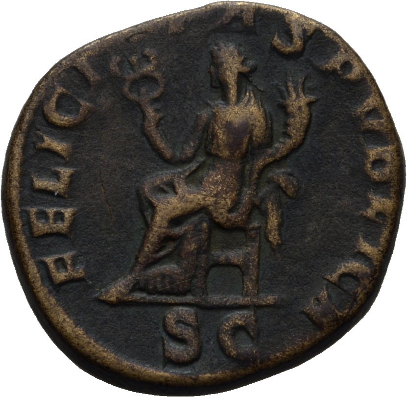 RIC IV Severus Alexander 680 Severus Alexander reverse, Felicitas, draped, seated left, holding caduceus in right hand and...