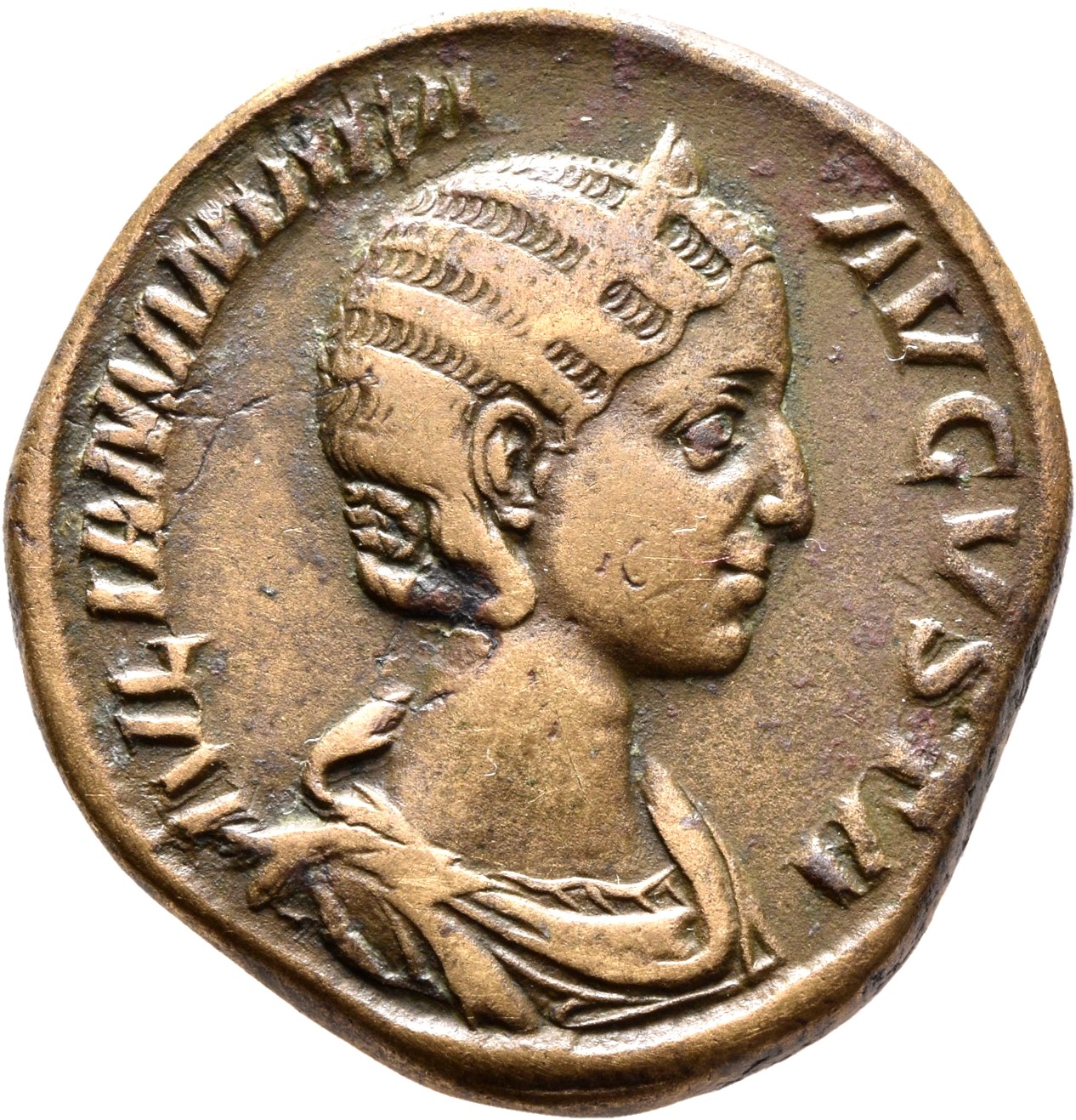 RIC IV Severus Alexander 701 Severus Alexander obverse, Bust of Julia Mamaea, diademed, draped, right