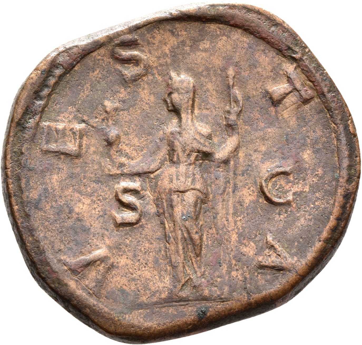 RIC IV Severus Alexander 708 Severus Alexander reverse, Vesta, draped, standing left, holding palladium in right hand and ...