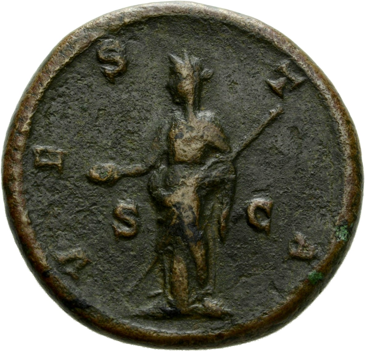RIC IV Severus Alexander 711 Severus Alexander reverse, Vesta, draped, standing left, holding patera in right hand and tra...