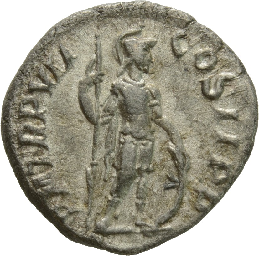 RIC IV Severus Alexander 83a Severus Alexander reverse, Mars, helmeted, in military attire, standing right, holding spear ...