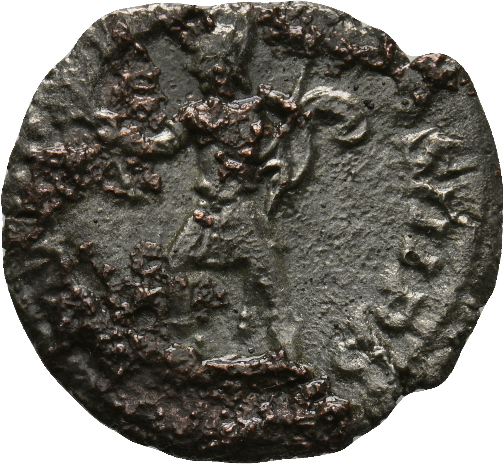 RIC IV Severus Alexander 92 Severus Alexander reverse, Mars, helmeted, walking left, holding olive-branch in right hand an...