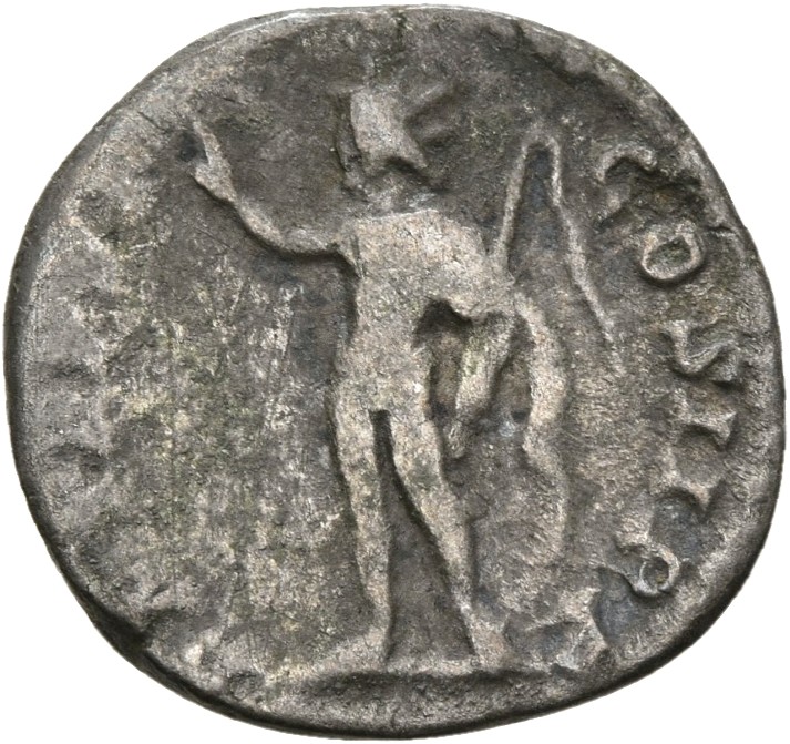 RIC IV Septimius Severus 115 Septimius Severus reverse, Sol, radiate, naked except for cloak over left shoulder, standing ...