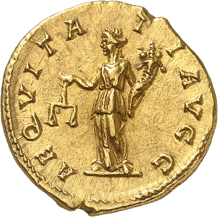 RIC IV Septimius Severus 122A Septimius Severus reverse, Aequitas, draped, standing left, holding scales in right hand and...