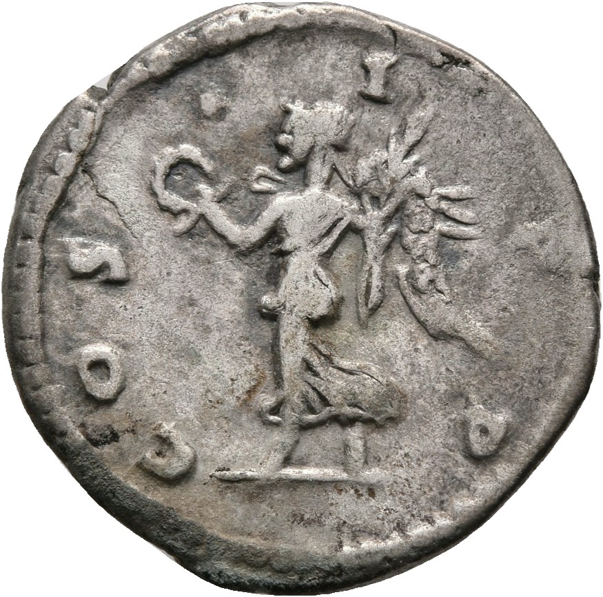 RIC IV Septimius Severus 125A (denarius) Septimius Severus reverse, Victory, winged, draped, advancing left, holding wreat...