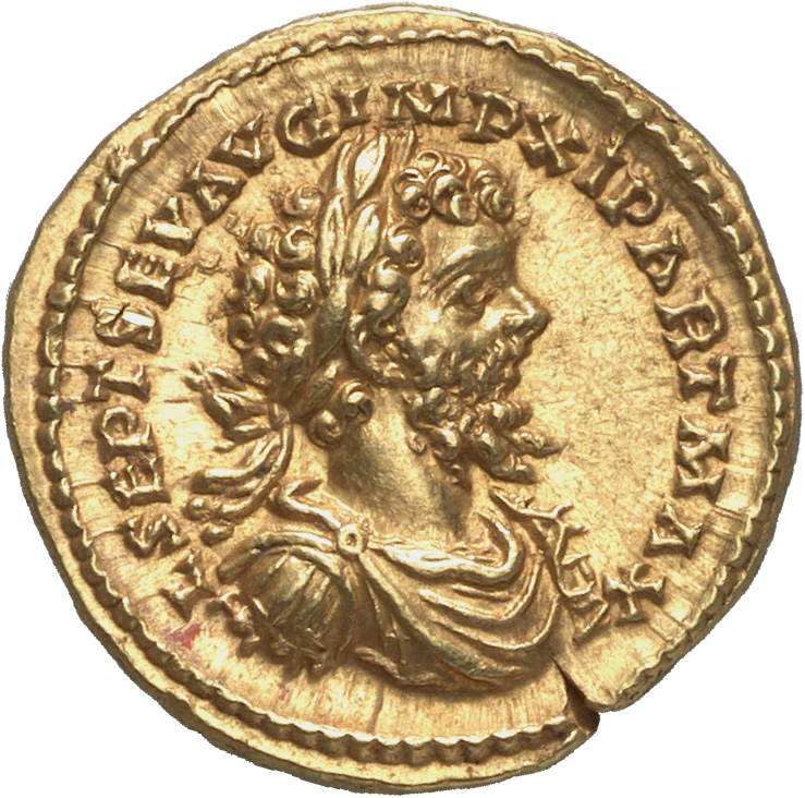 RIC IV Septimius Severus 135Aa Septimius Severus obverse, Bust of Septimius Severus, laureate, draped, cuirassed, right