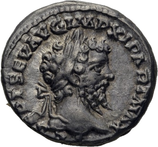 RIC IV Septimius Severus 142A Septimius Severus obverse, Head of Septimius Severus, laureate, right