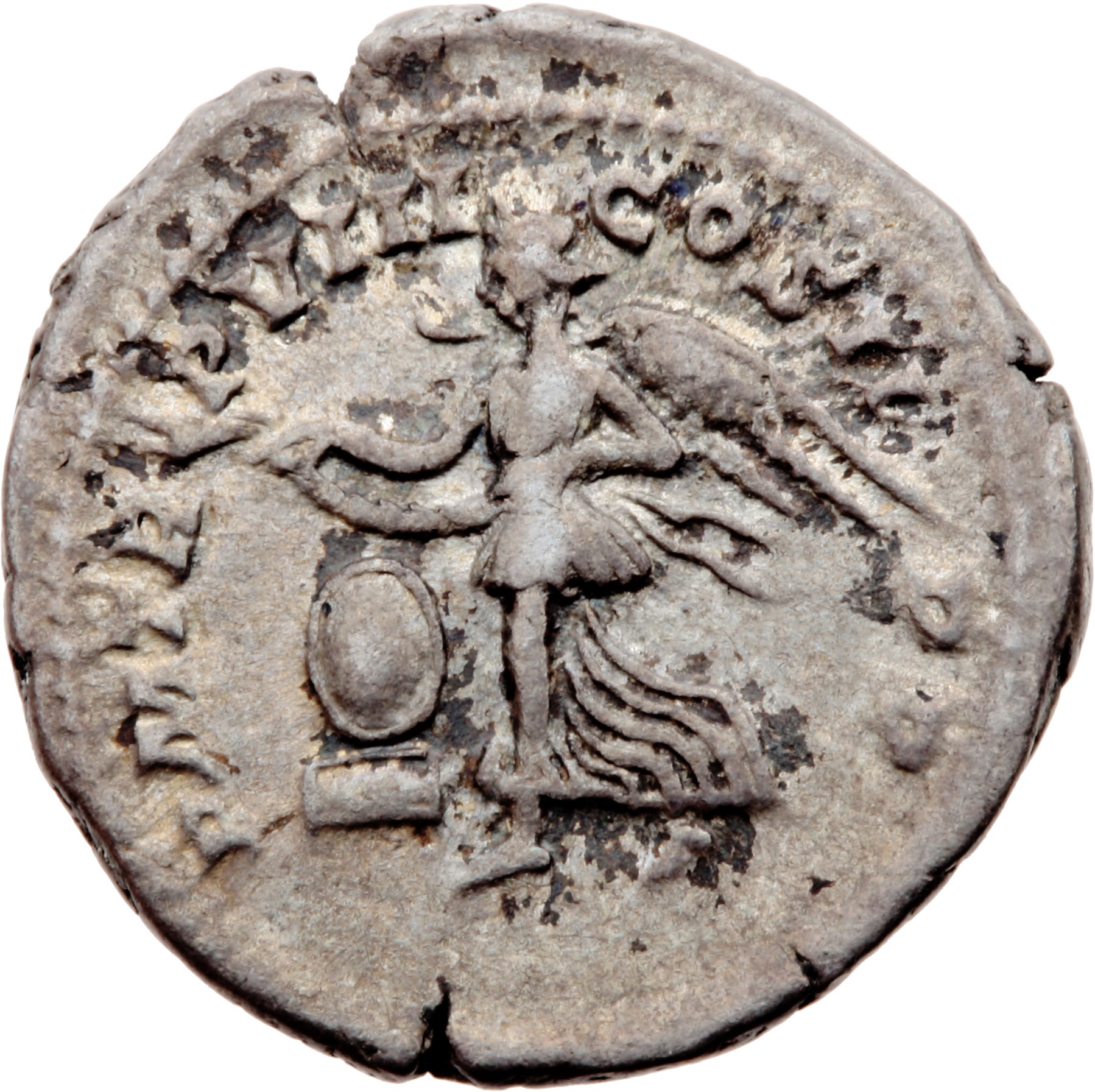 RIC IV Septimius Severus 150 Septimius Severus reverse, Victory, winged, draped, flying left, holding wreath in both hands...