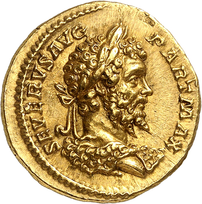 RIC IV Septimius Severus 155B Septimius Severus obverse, Bust of Septimius Severus, laureate, with aegis, right