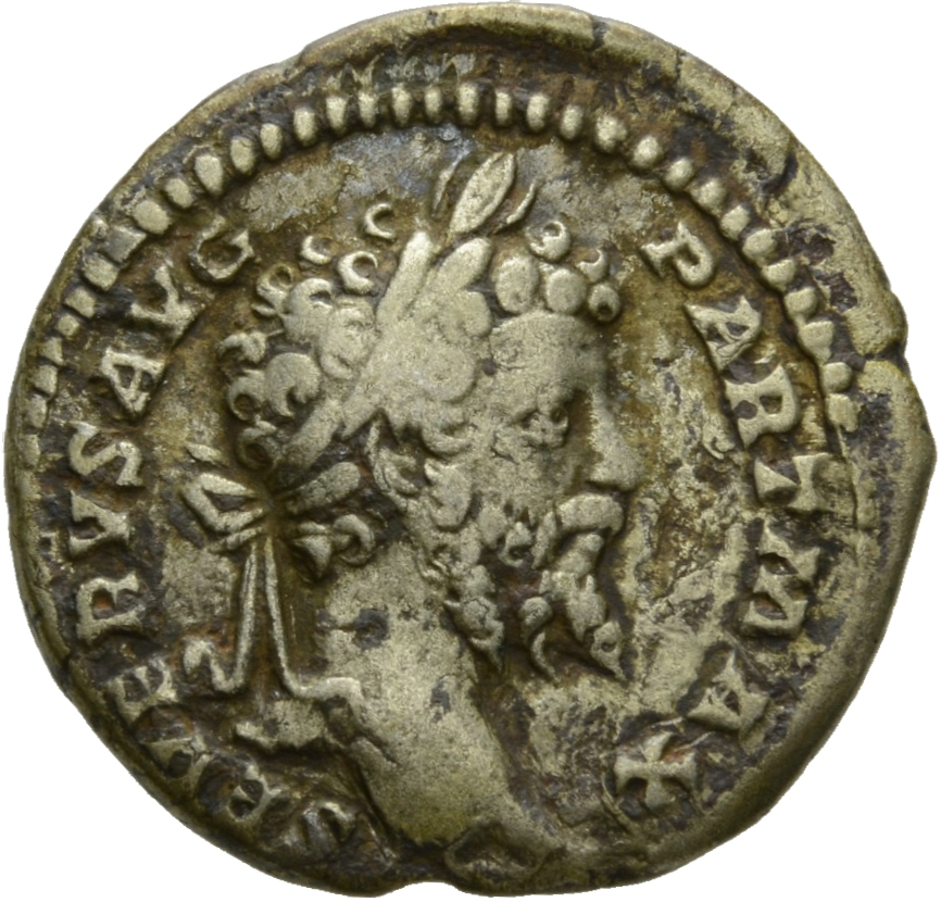 RIC IV Septimius Severus 160 (denarius) Septimius Severus obverse, Head of Septimius Severus, laureate, right