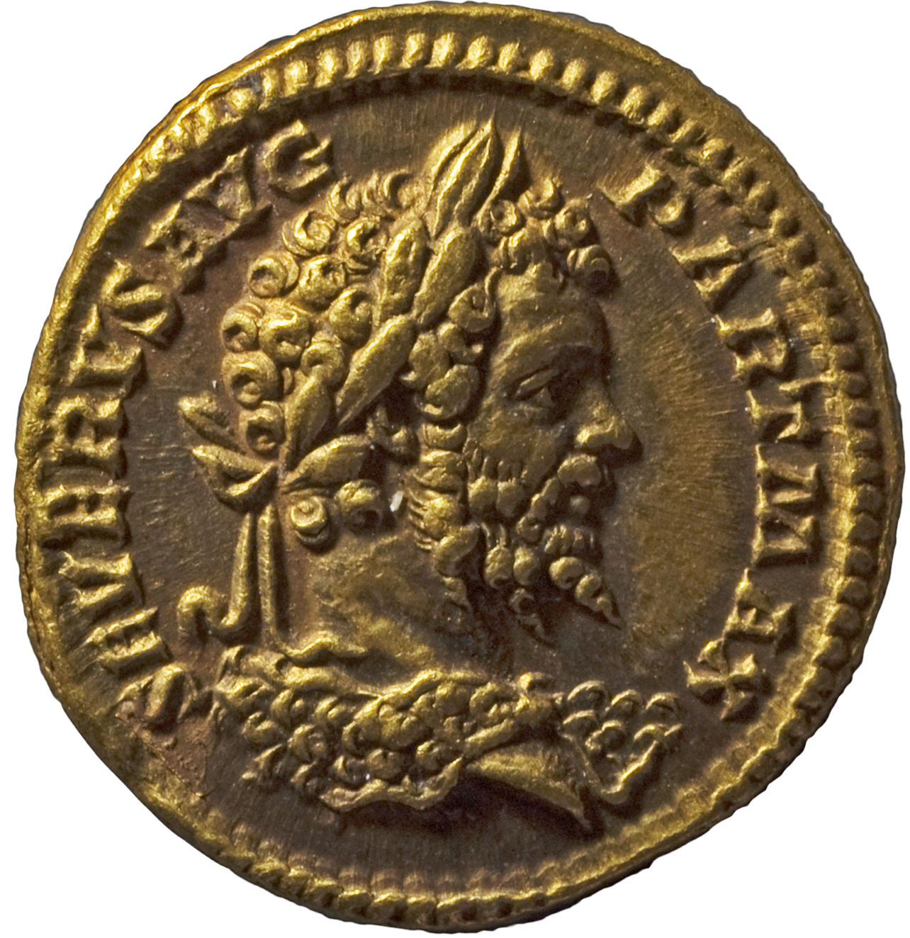 RIC IV Septimius Severus 161B Septimius Severus obverse, Bust of Septimius Severus, laureate, wearing lion-skin, right