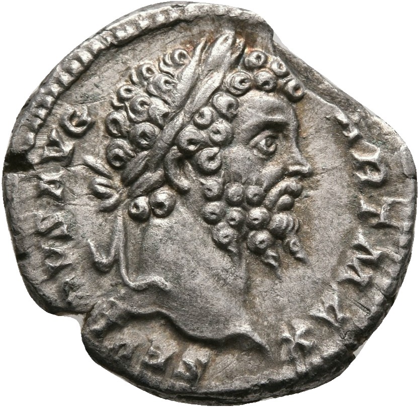 RIC IV Septimius Severus 167A (denarius) Septimius Severus obverse, Head of Septimius Severus, laureate, right