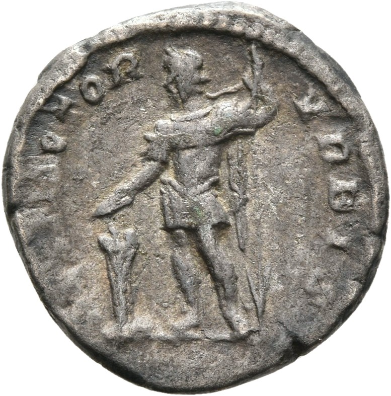 RIC IV Septimius Severus 167A (denarius) Septimius Severus reverse, Septimius Severus, in military attire, standing left, ...