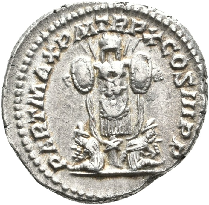 RIC IV Septimius Severus 185 Septimius Severus reverse, Two captives, bound, seated back to back, left and right of centra...
