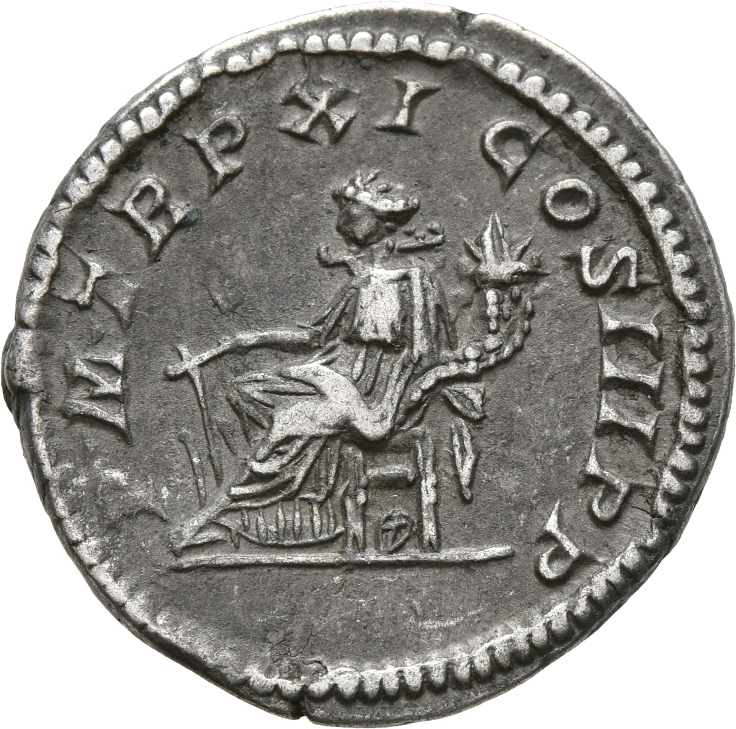 RIC IV Septimius Severus 186 Septimius Severus reverse, Septimius Severus, veiled, togate, standing left, sacrificing out ...