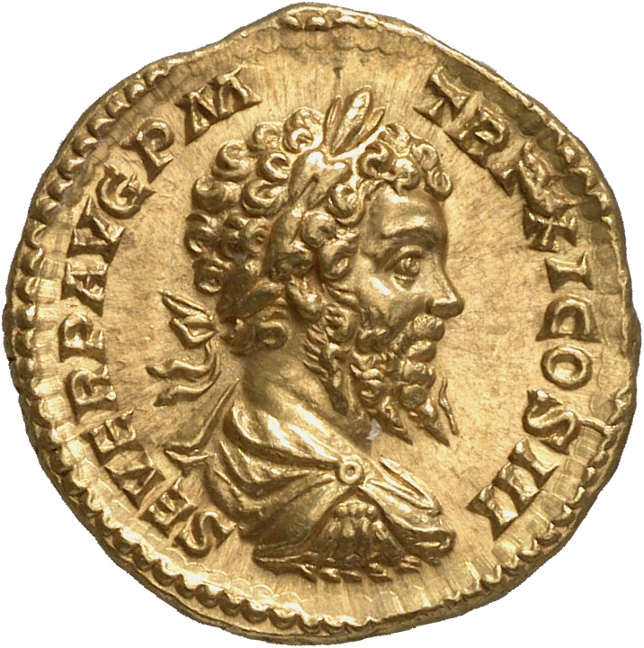 RIC IV Septimius Severus 188 Septimius Severus obverse, Bust of Septimius Severus, laureate, draped, cuirassed, right