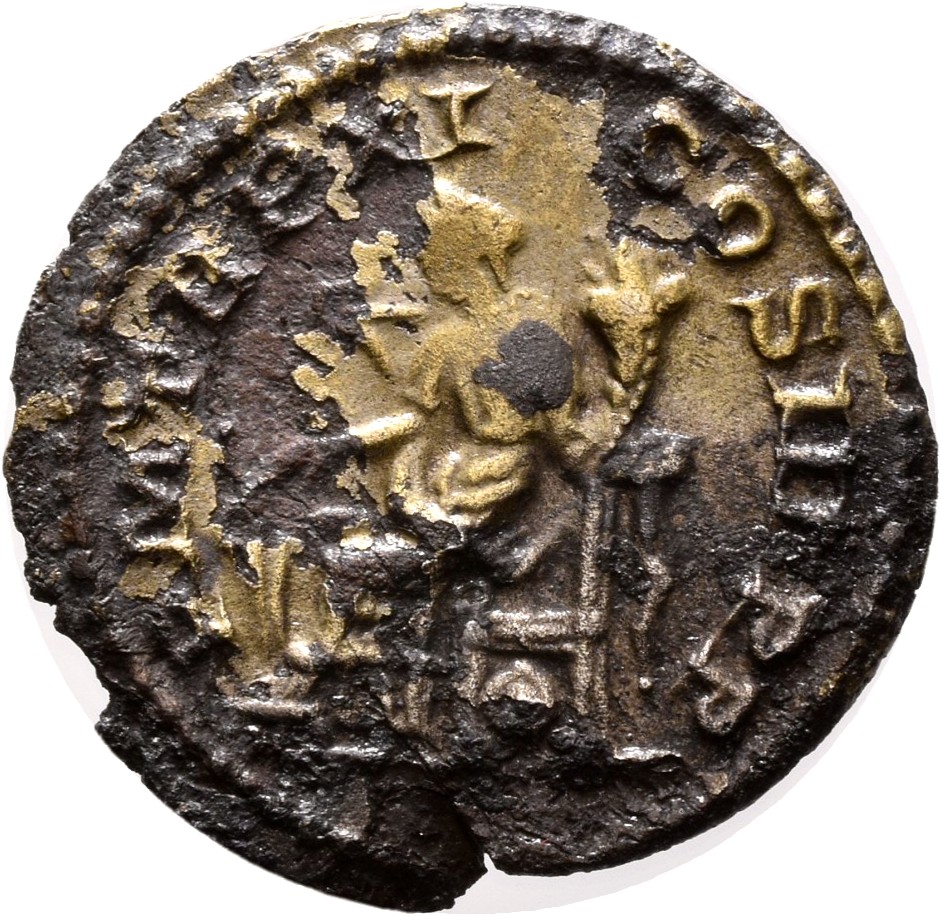 RIC IV Septimius Severus 189B (denarius) Septimius Severus reverse, Fortuna, draped, seated left on low seat, holding rudd...