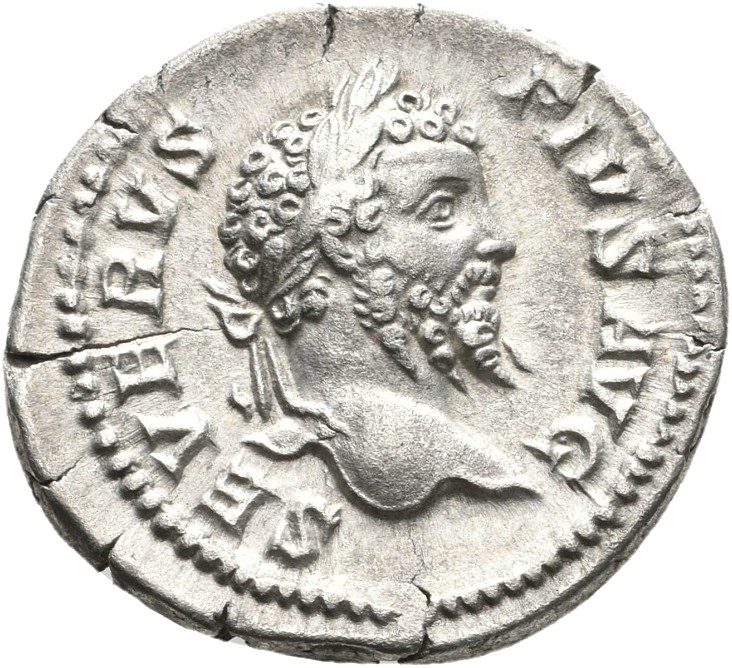 RIC IV Septimius Severus 189B (denarius) Septimius Severus obverse, Head of Septimius Severus, laureate, right