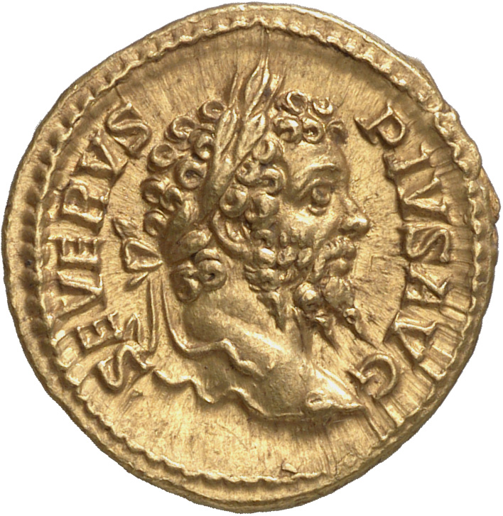 RIC IV Septimius Severus 196 (aureus) Septimius Severus obverse, Head of Septimius Severus, laureate, right