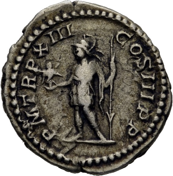 RIC IV Septimius Severus 197 Septimius Severus reverse, Roma, helmeted, draped, standing left, holding Victory in extended...
