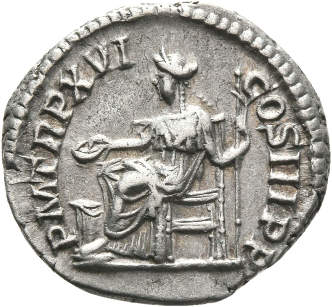RIC IV Septimius Severus 218 Septimius Severus reverse, Concordia, draped, seated left, holding patera in extended right h...