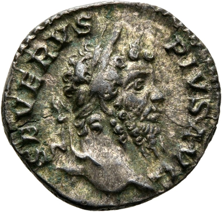 RIC IV Septimius Severus 218 Septimius Severus obverse, Head of Septimius Severus, laureate, right