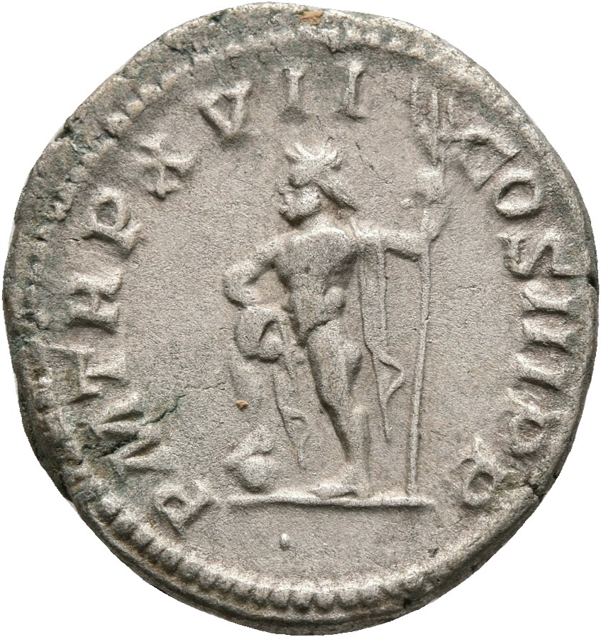 RIC IV Septimius Severus 228 Septimius Severus reverse, Neptune, naked except for cloak over left shoulder and right arm, ...