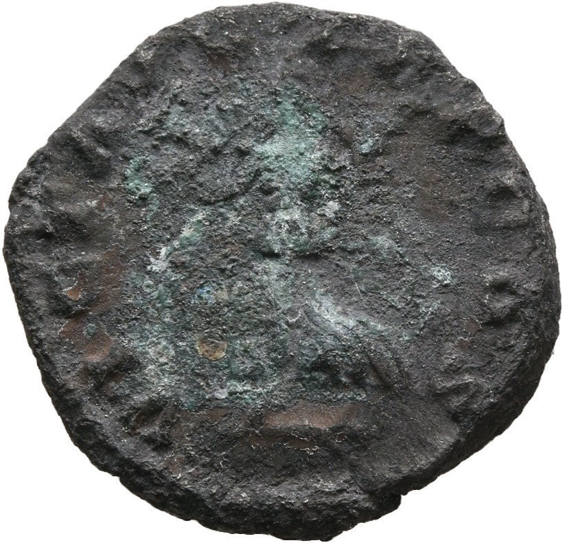 Septimius Severus reverse — Victory, winged, draped, advancing left, holding wreath in extended right hand and palm sloped over left shoulder in left hand